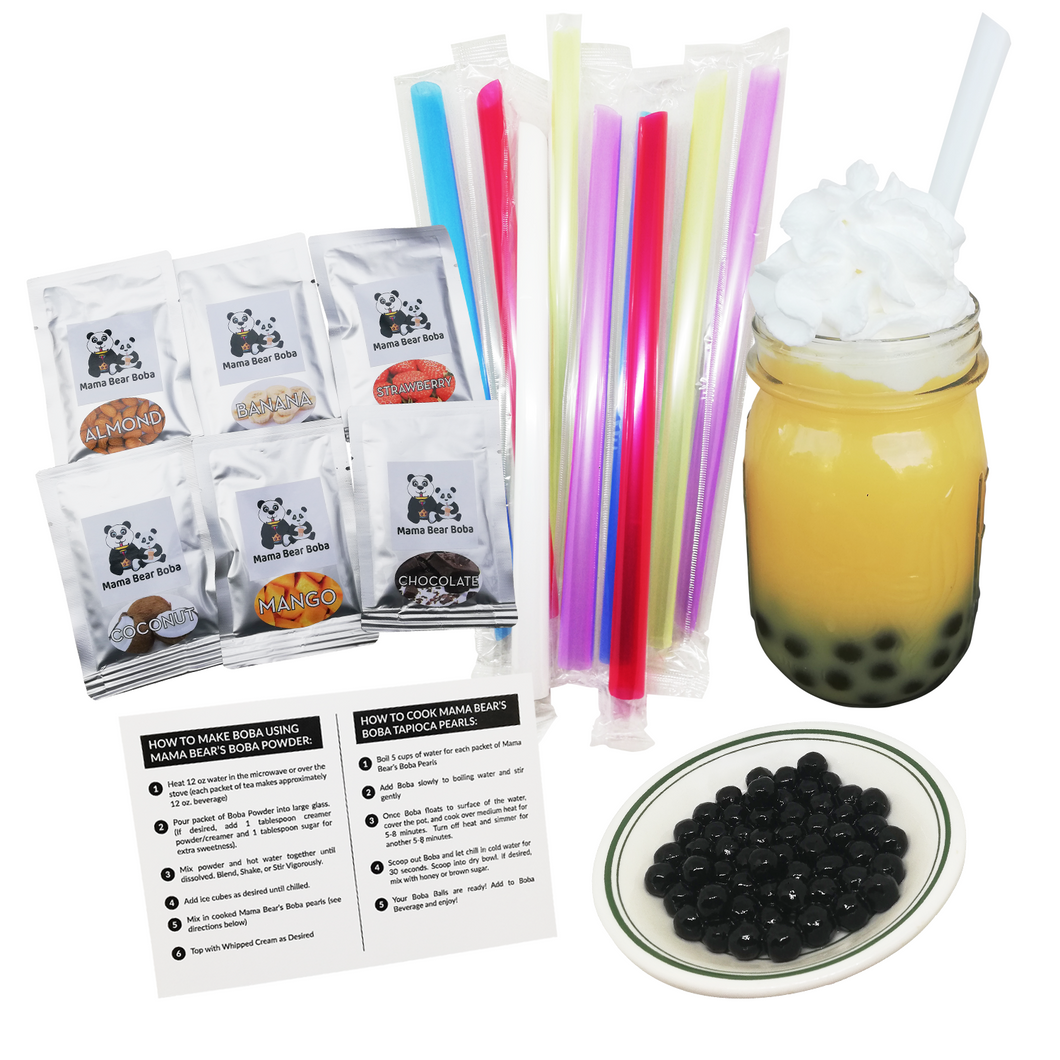 Instant Boba Kit TROPICAL 6 Flavor SAMPLER Boba Bubble Tea Kit - Make Your Own DIY