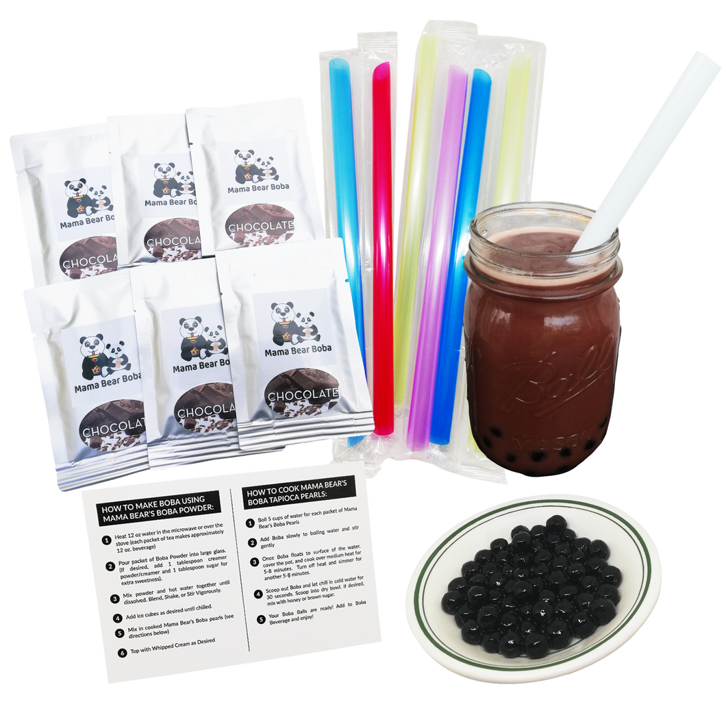 Instant Boba Kit CHOCOLATE Flavor Boba Bubble Tea Kit - Make Your Own DIY
