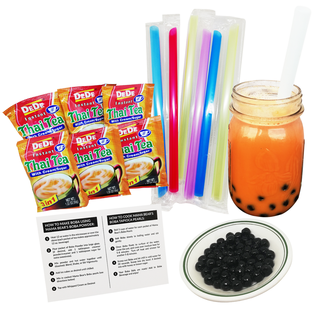 Instant Boba Kit DeDe THAI TEA Boba Bubble Tea Kit - Make Your Own DIY